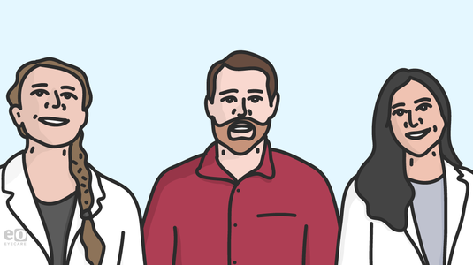 Illustration of 3 optometrists