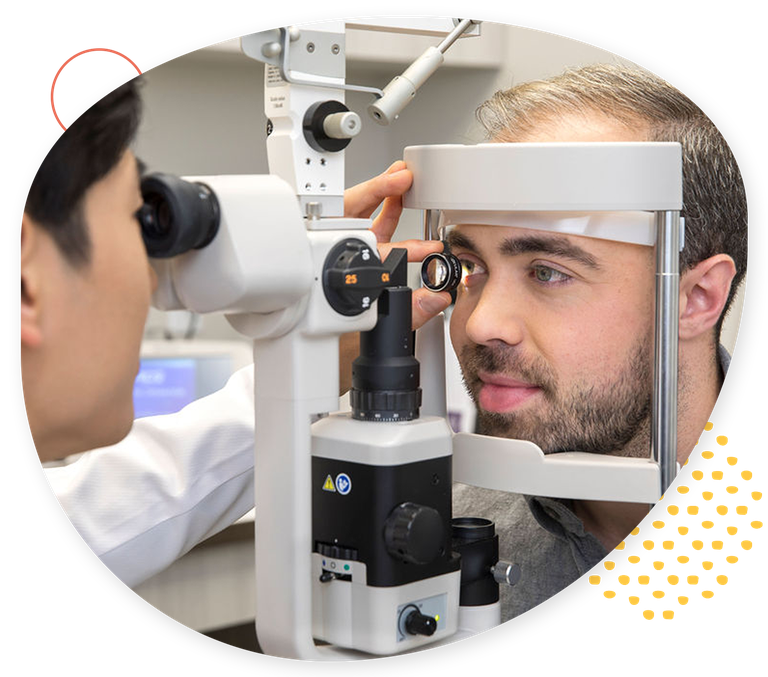 Young man receiving an eye exam